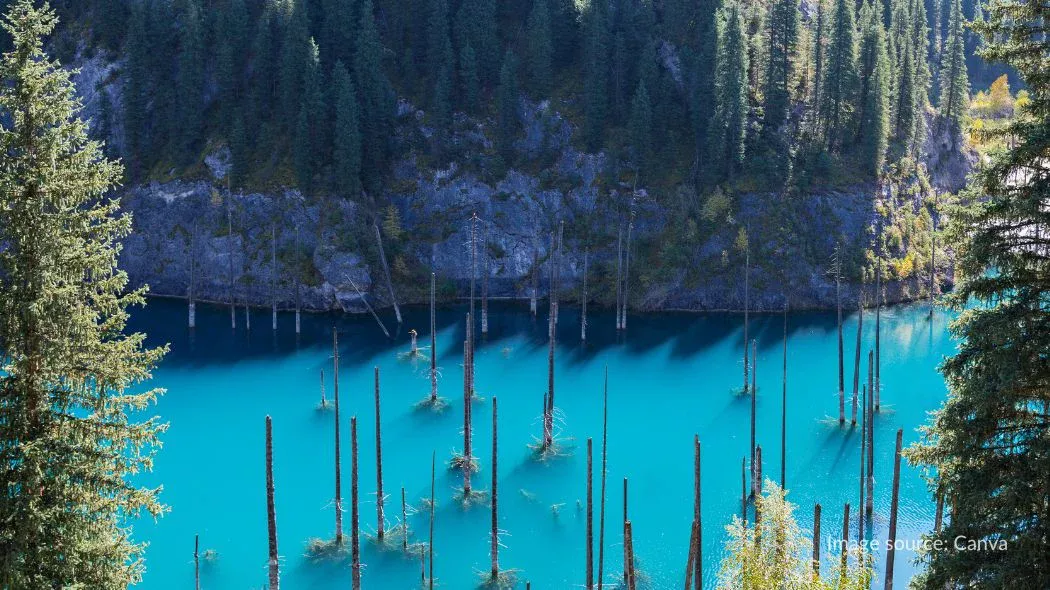 Kaindy Lake adalah wisata alam di Almaty yang unik