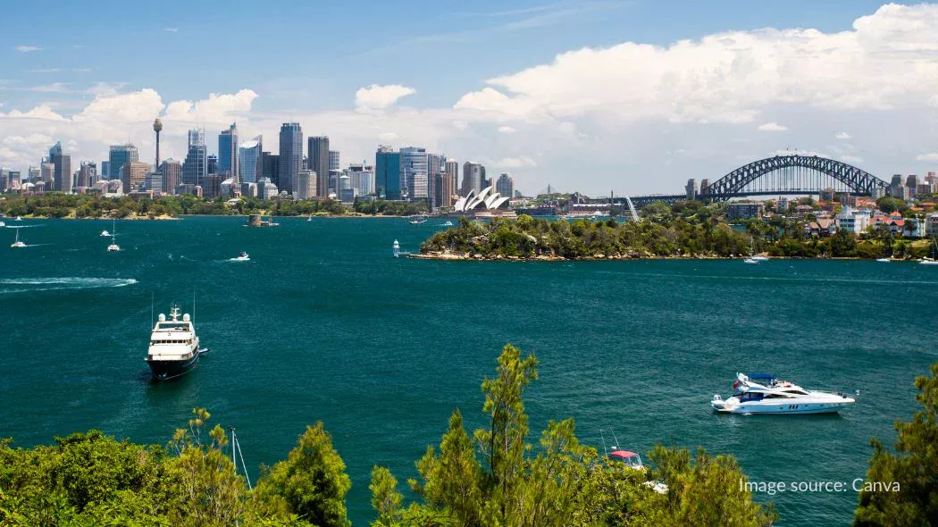 View Harbour Bridge dan Taylor Bay dari Taronga Zoo Sydney