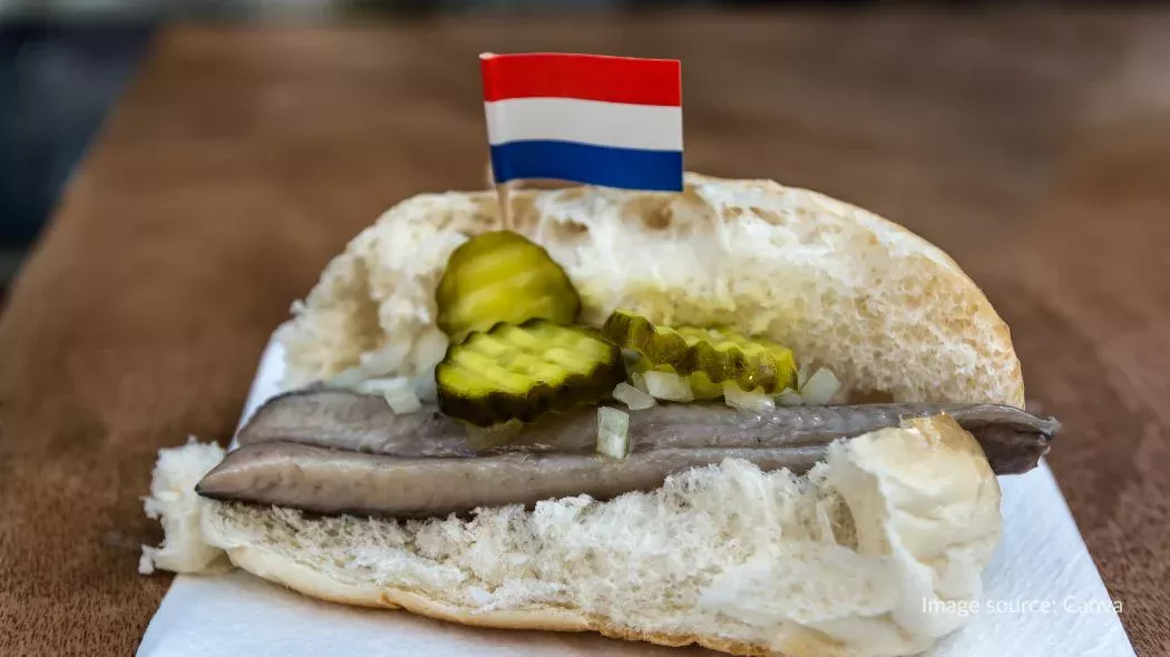 Broodje Haring, roti lapis isi ikan haring