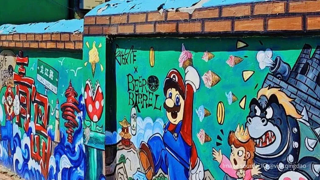 Longjiang Road Comic Street, tempat wisata di qingdao yang penuh mural kartun warna-warni