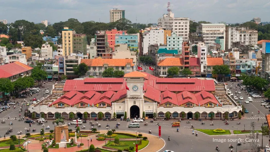 Lokasi Ben Thanh Market di tengah kota