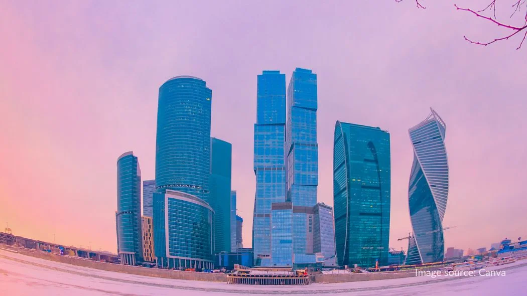 kawasan gedung modern di kota Moscow