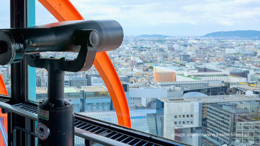 Teleskop di dek observasi Kyoto Tower